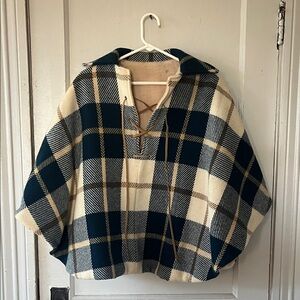 Plaid Poncho with Hood